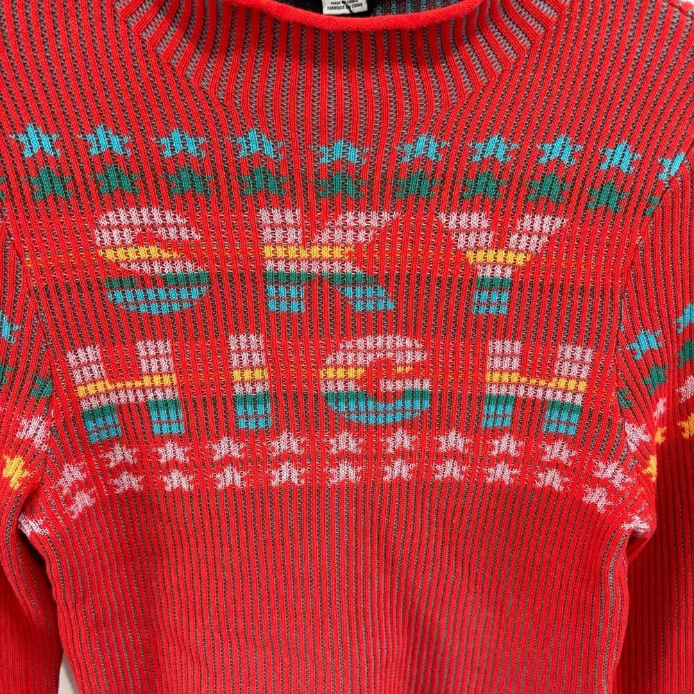 Urban Outfitters BDG Women's Shauna Sky High Jacquard Sweater Red Medium NWT - Picture 3 of 7